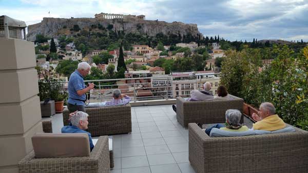 Blick vom Hotel Plaka auf Akropolis